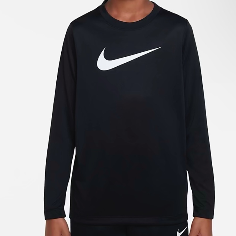 Nike Dri-Fit Long Sleeve Black AR5313-010 Big Kids Training T-Shirt Size Medium